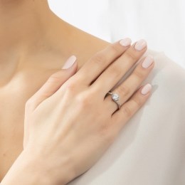 μονόπετρο ασημένιο δαχτυλίδι λευκά ζιργκόν D21200191(b)