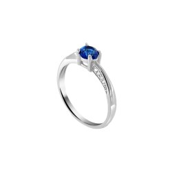 μονόπετρο ασημένιο δαχτυλίδι μπλε ζιργκόν D21200169