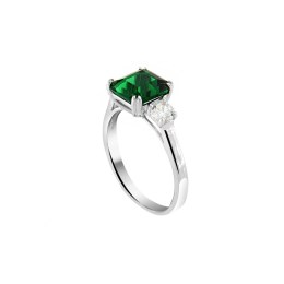 μονόπετρο ασημένιο δαχτυλίδι πράσινο ζιργκόν D21200194