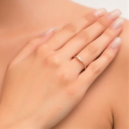 ροζ επίχρυσο ασημένιο δαχτυλίδι με ζιργκόν D21300109(b)