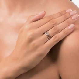 Ροζ χρυσό γυναικείο δαχτυλίδι πλέξη D11300487(b)