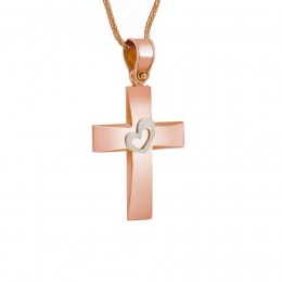 ροζ χρυσός γυναικείος σταυρός καρδιά ST11300263