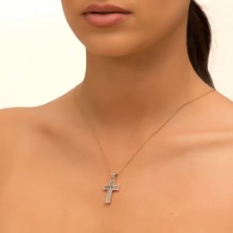 ροζ χρυσός γυναικείος σταυρός ζιργκόν ST11300274(a)