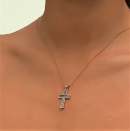 ροζ χρυσός γυναικείος σταυρός ζιργκόν ST11300274(b)