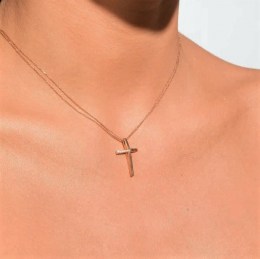 ροζ χρυσός γυναικείος σταυρός ζιργκόν ST11300783(b)