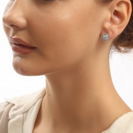 σκουλαρίκια γυναικεία λευκόχρυσα καρφωτά ζιργκόν SK11200490(a)