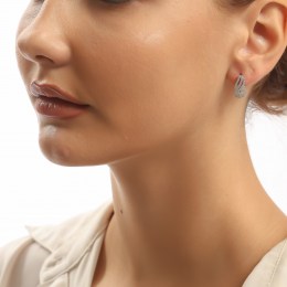 σκουλαρίκια γυναικεία λευκόχρυσα καρφωτά ζιργκόν SK11200493(a)