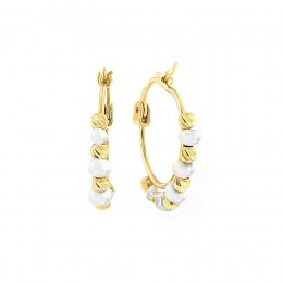 σκουλαρίκια κίτρινα χρυσά κρίκοι μαργαριτάρια SK11100480