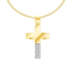 σταυρός γυναικείος κίτρινος χρυσός ζιργκόν ST12101013