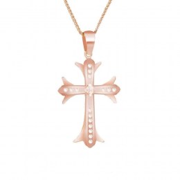 σταυρός γυναικείος ροζ χρυσός ζιργκόν ST11300254