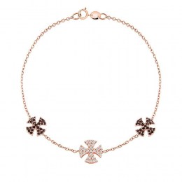 βραχιόλι γυναικείο ροζ χρυσό σταυρούς BR11300280